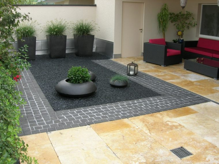 Piastrelle terrazzo design nero grigio stile semplice