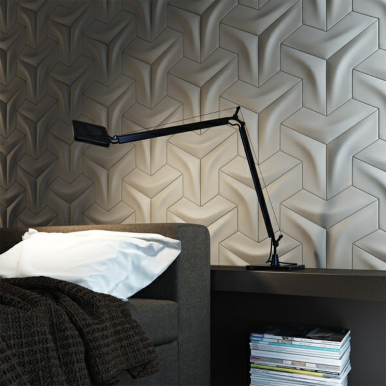Design della camera da letto con rivestimento in piastrelle