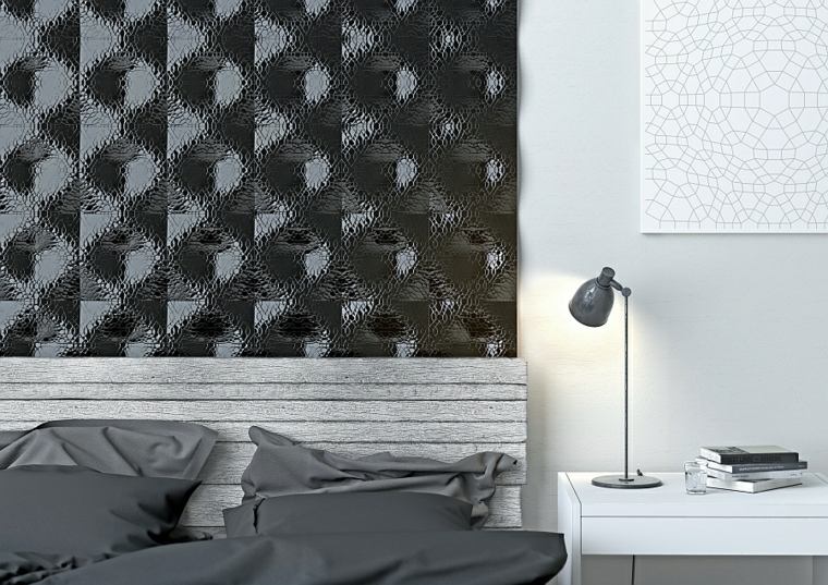 piastrelle in rilievo decorazione della parete della camera da letto