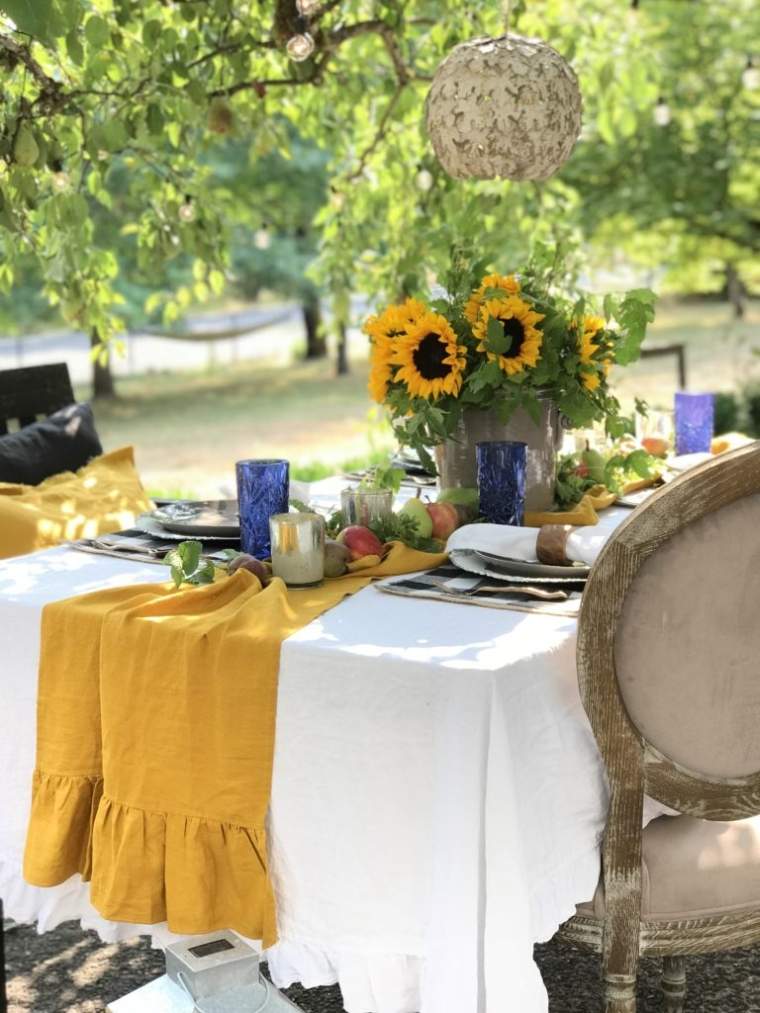 centrotavola autunnale con girasoli