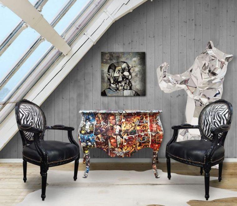 Barokas-komoda-modernūs baldai-eklektiškas dizainas