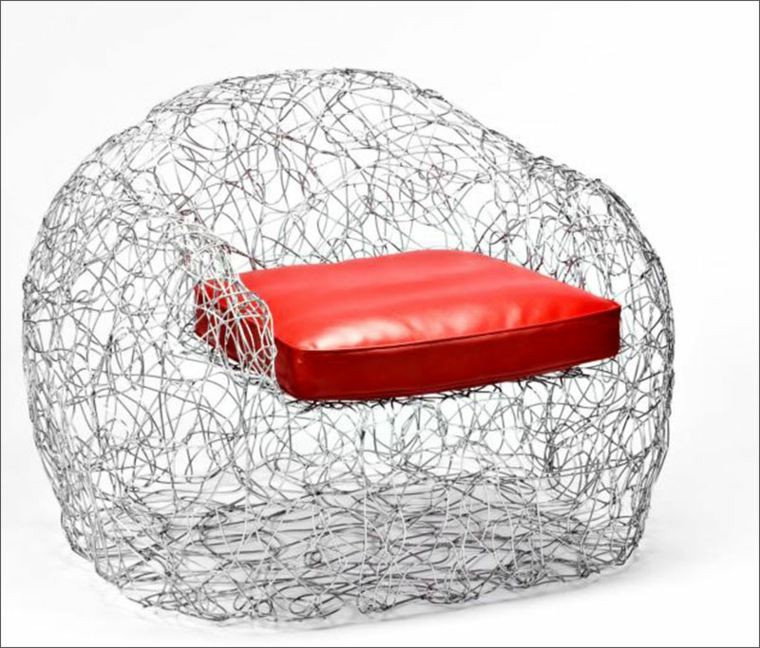 suvremena stolica željezna crveno bijela