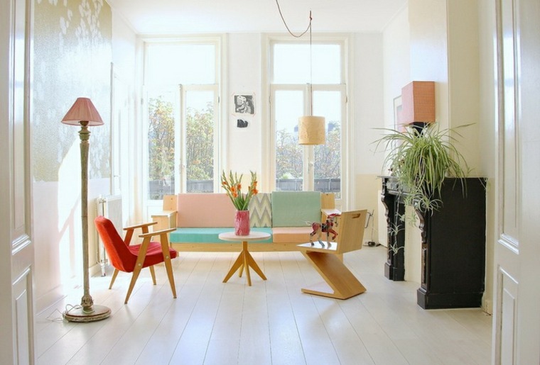 Skandinaviškų baldų idėjos dizaino kėdės medžio apdaila
