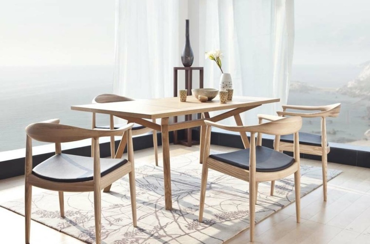 Skandinaviška kėdė modernus stačiakampis stalas iš medžio