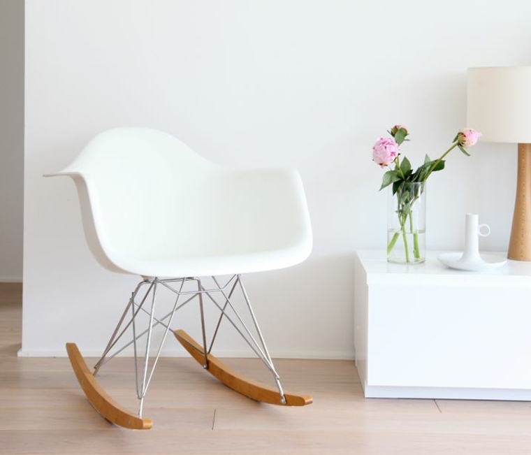 Skandinaviška kėdė balta ir medinė svetainės deko svetainė valgomasis