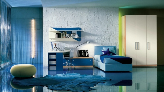 camera da letto moderna blu per adolescenti