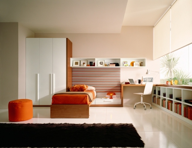 camera da letto per adolescenti di design arancione