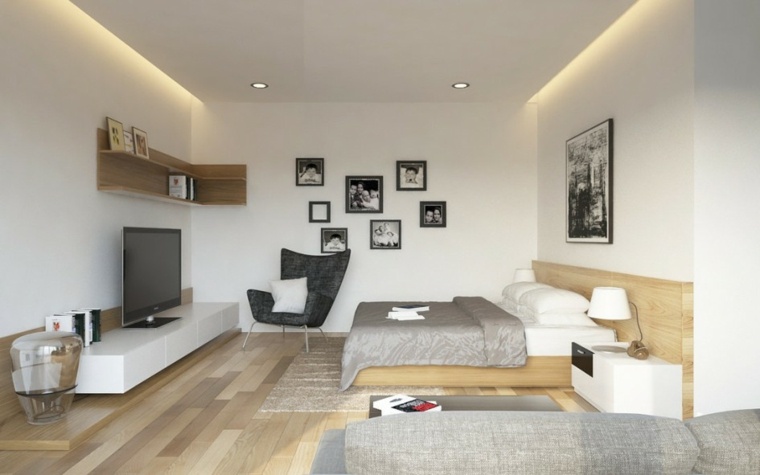 interni dal design moderno letto testiera in legno camera da letto moderna