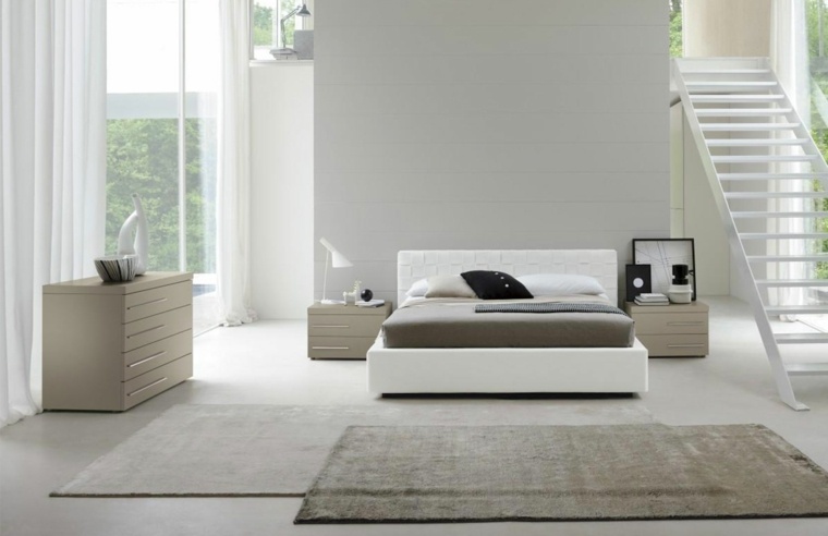 interno bianco moderno della camera da letto dello spazio aperto