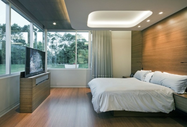 非常に現代的なデザインのベッドルーム