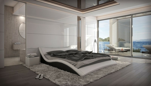 未来的なデザインのベッドルーム