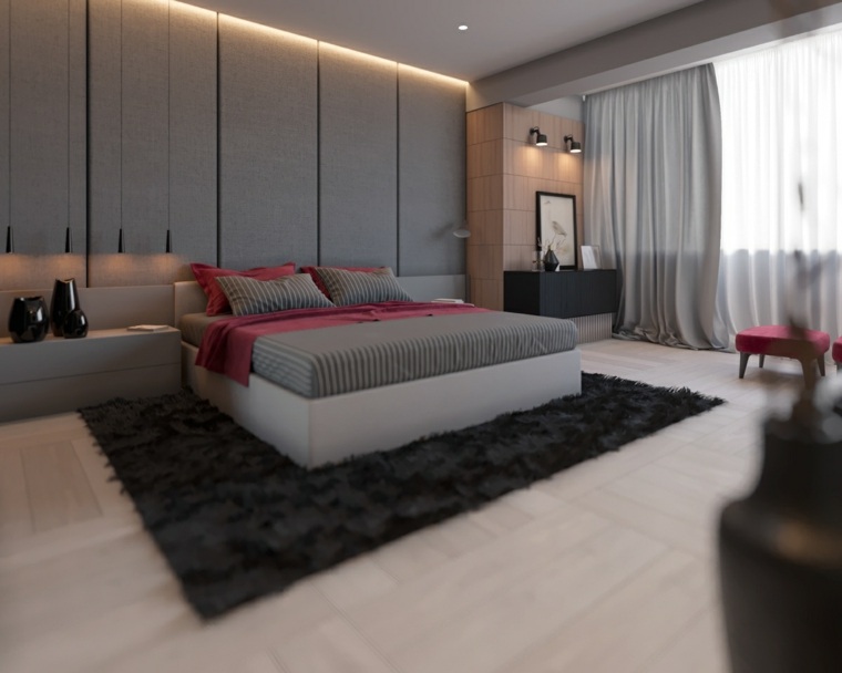 siva spavaća soba s priborom u cijelom dizajnerskom prostoru