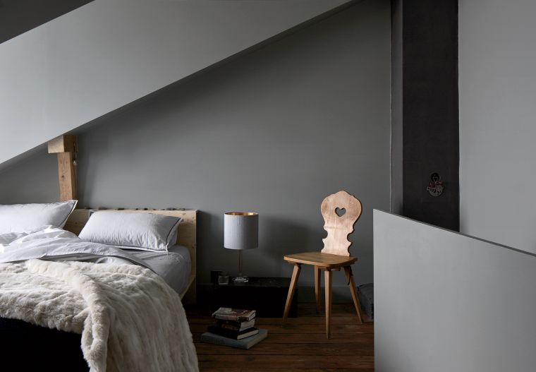 moderna spavaća soba deco-drvo-boja-siva