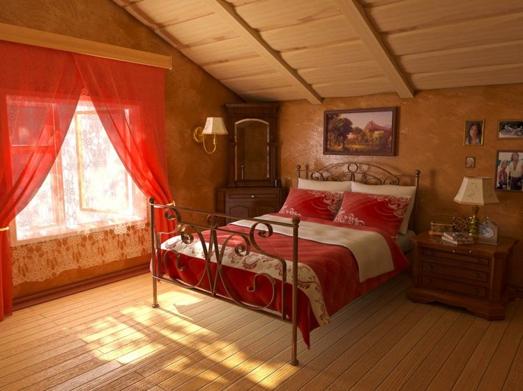 drvena spavaća soba u potkrovlju