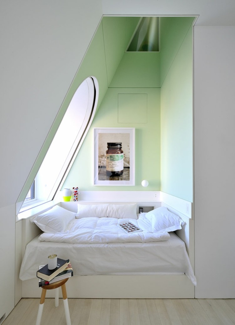 bijela zelena dekoracija spavaće sobe