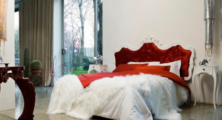 arredamento camera da letto in stile barocco testiera in legno e tessuto