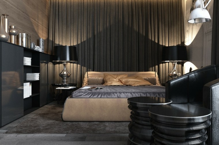 modern belsőépítészet divatos ágy fa bútor padlószőnyeg