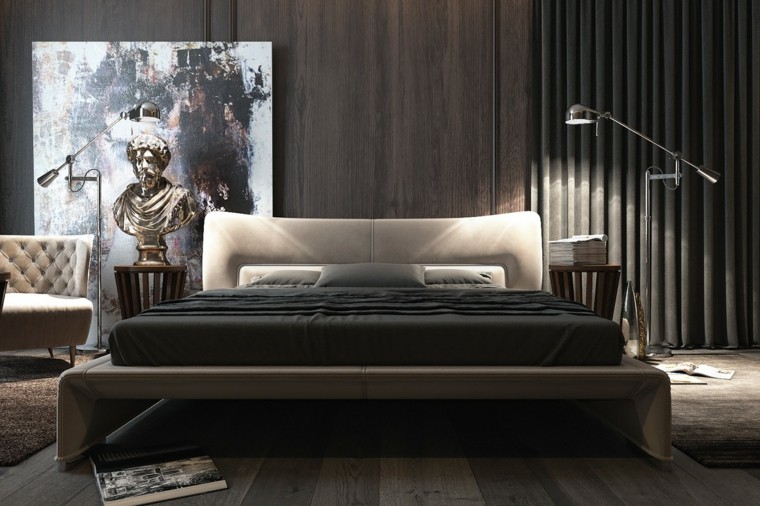 Camere da letto moderne interni letto deco idea parquet legno