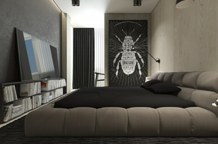 Camera da letto design art wall deco idea mensola in legno di stoccaggio