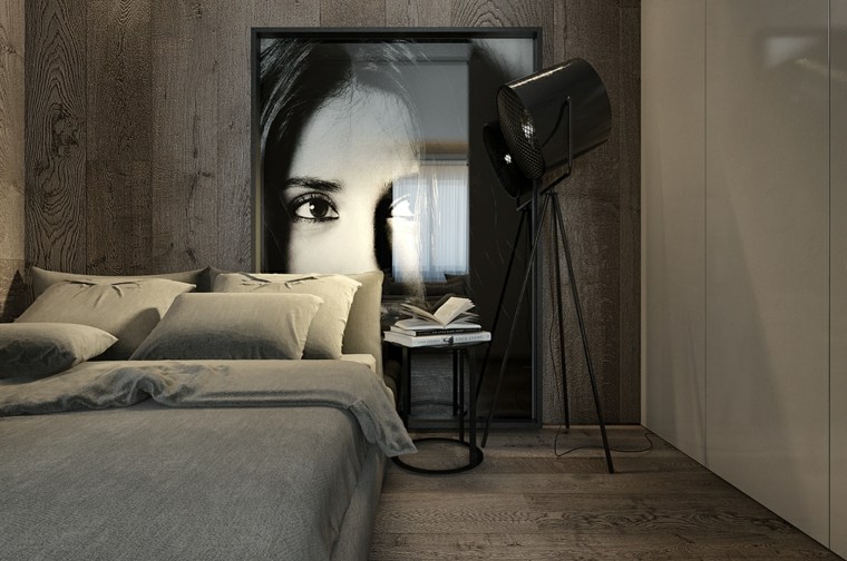 camera da letto design cuscini del letto arredamento nero bianco lampada del proiettore