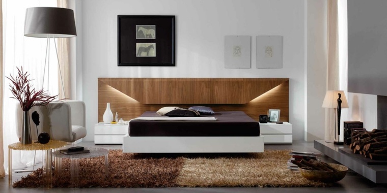 Lampada da letto in legno per testiera con cornice di design per camera da letto
