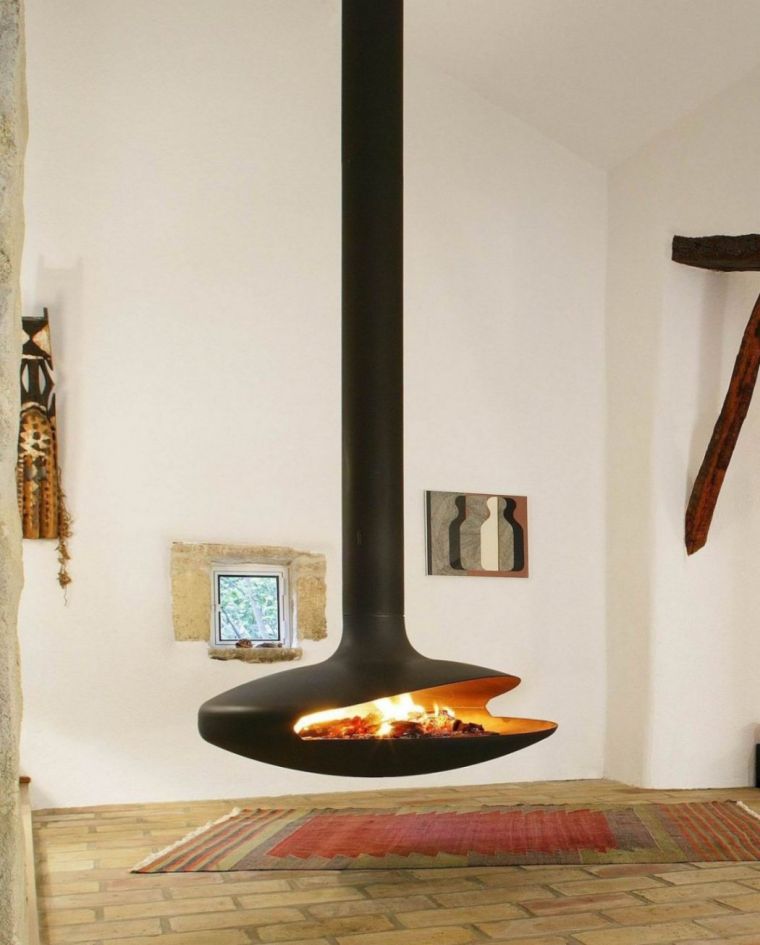 ブラックメタルサスペンド暖炉-オープンハース-斜め-モデル