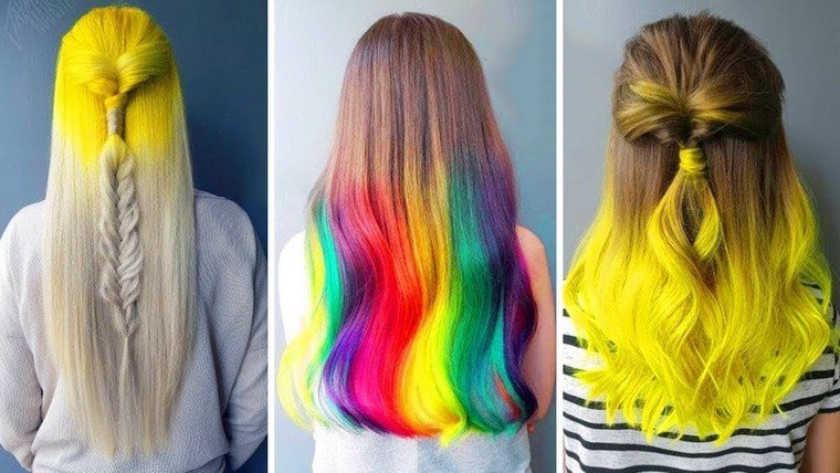 idea per colorare i capelli arcobaleno capelli lunghi