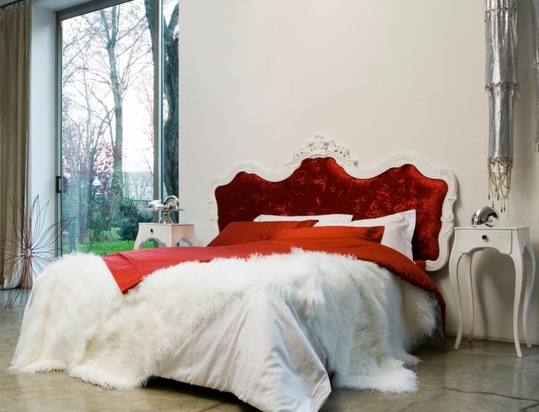 immagini della testiera delle camere da letto baorques in tessuto bianco rosso