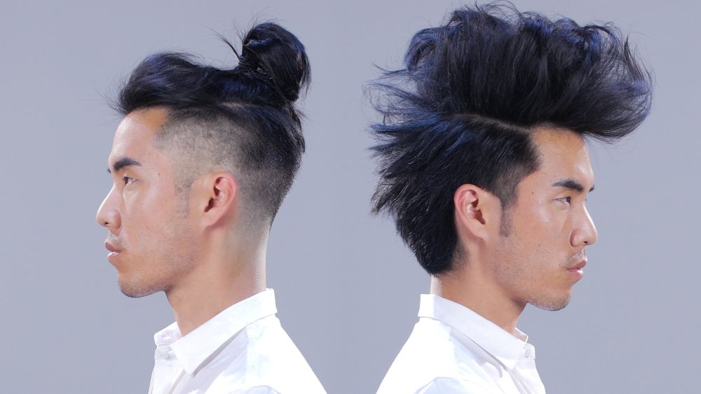 moderno taglio di capelli di media lunghezza per uomo punk in stile contemporaneo