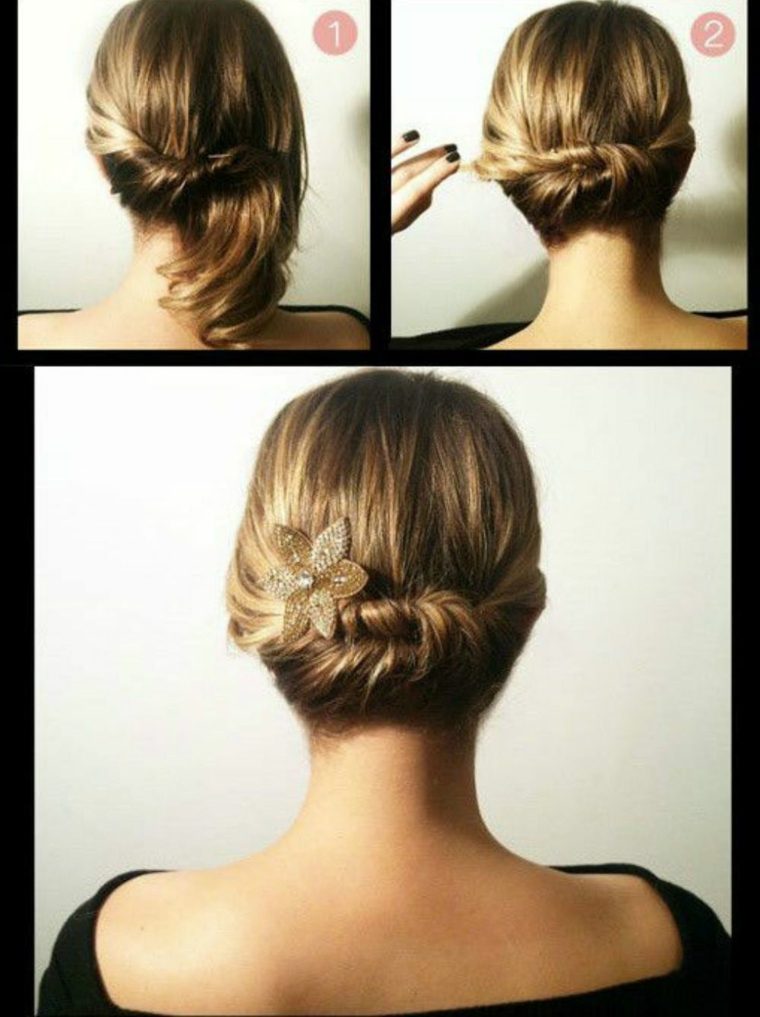 acconciatura donna capelli medi easy bohemian chic tutorial chignon basso