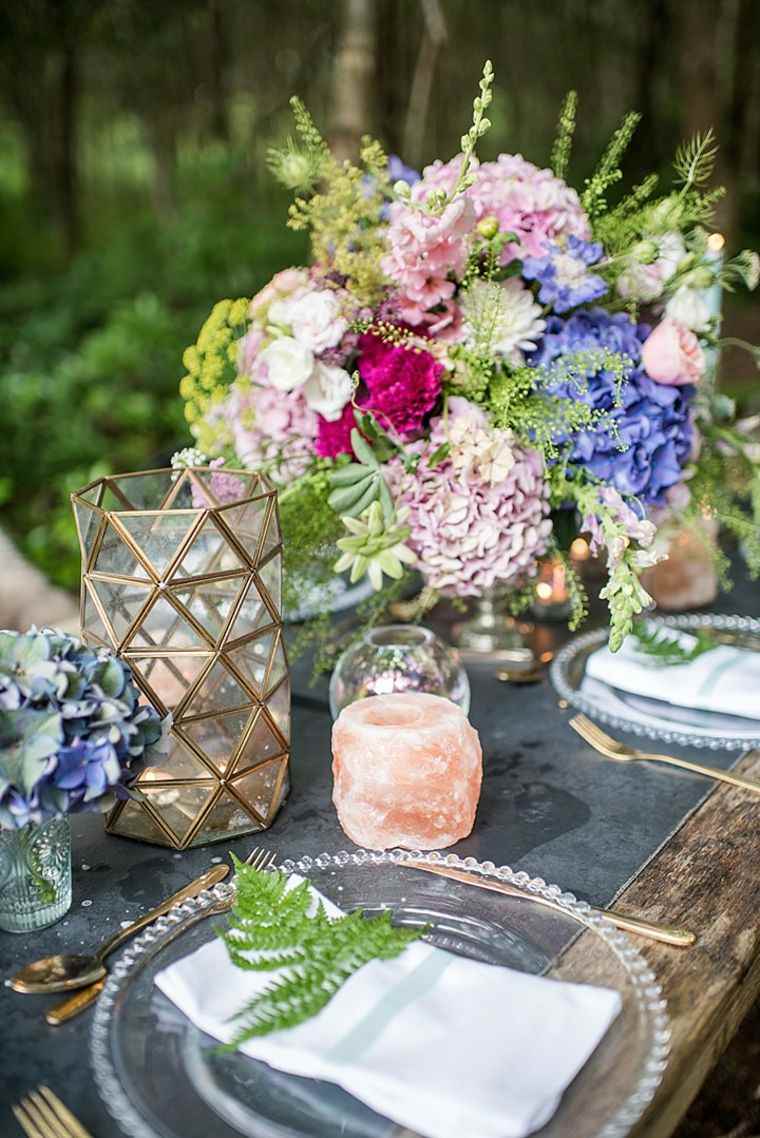 deco-boho-chic-vestuvių stalo gėlės