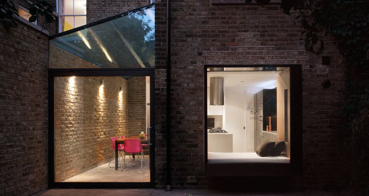 modello estendi la tua casa estensione facciata in mattoni tetto in vetro