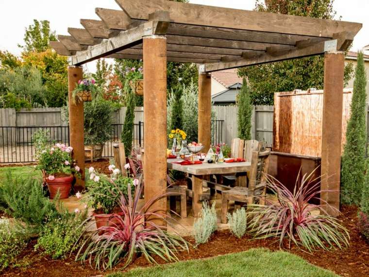 build-an-outdoor-pergola-idea-deco-flower-pot-viseći