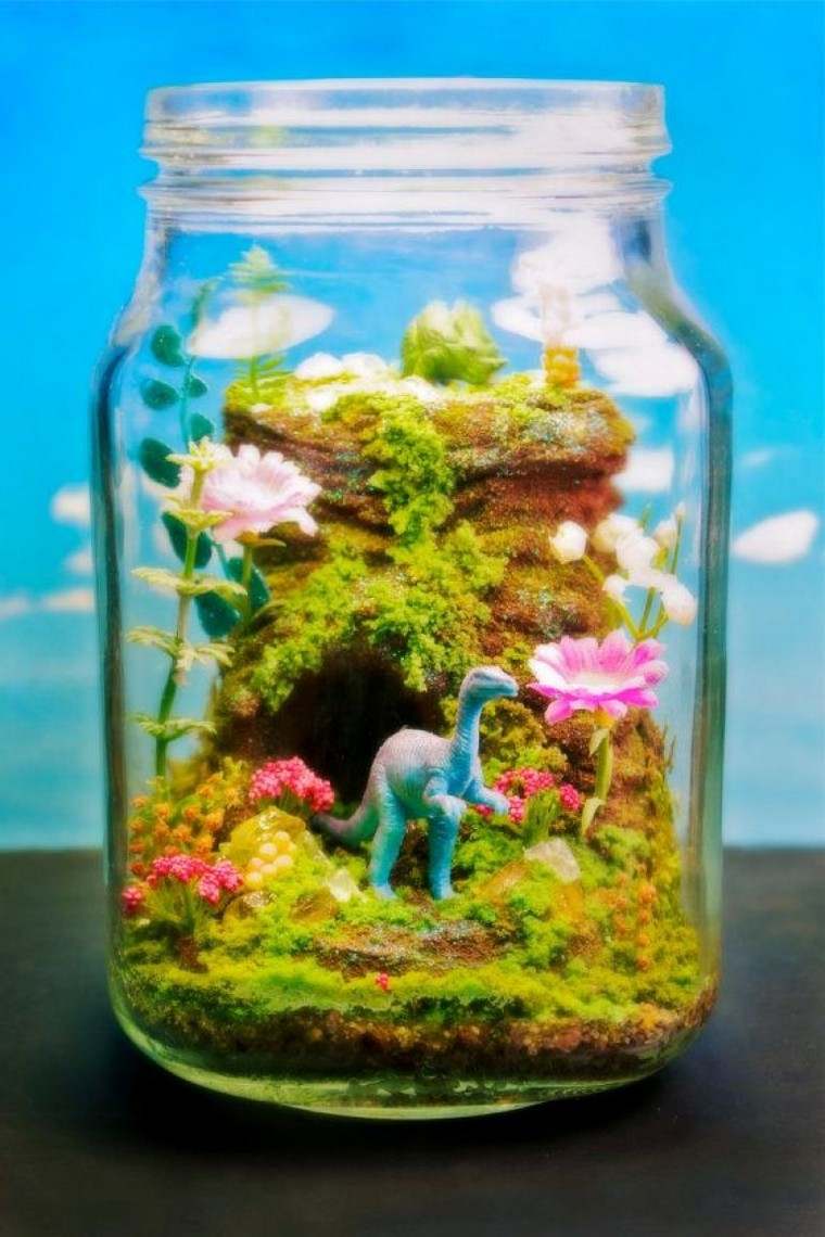 deko terariumo konteineris „pasidaryk pats“ idėja mini miniatiūrinis sodas