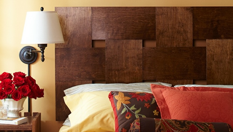 木製のヘッドボードのアイデアブリコデコの寝室