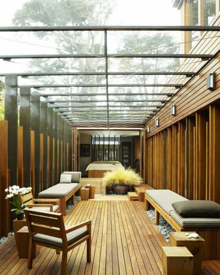 modernios išorės idėja medinės terasos grindys modernūs baldai
