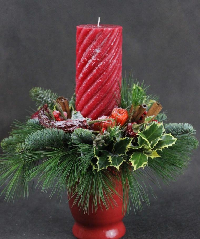 Vaso candela decorazione ramo di albero di Natale