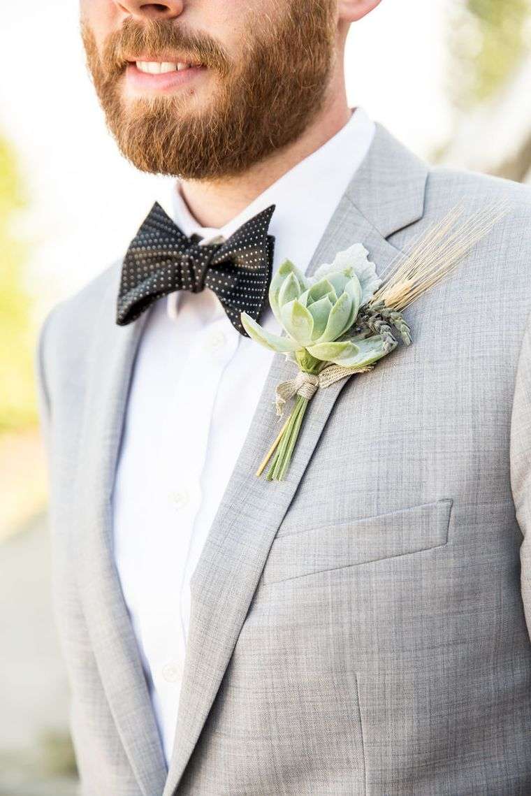 ボタン-結婚式-男-灰色のスーツ-アイデア