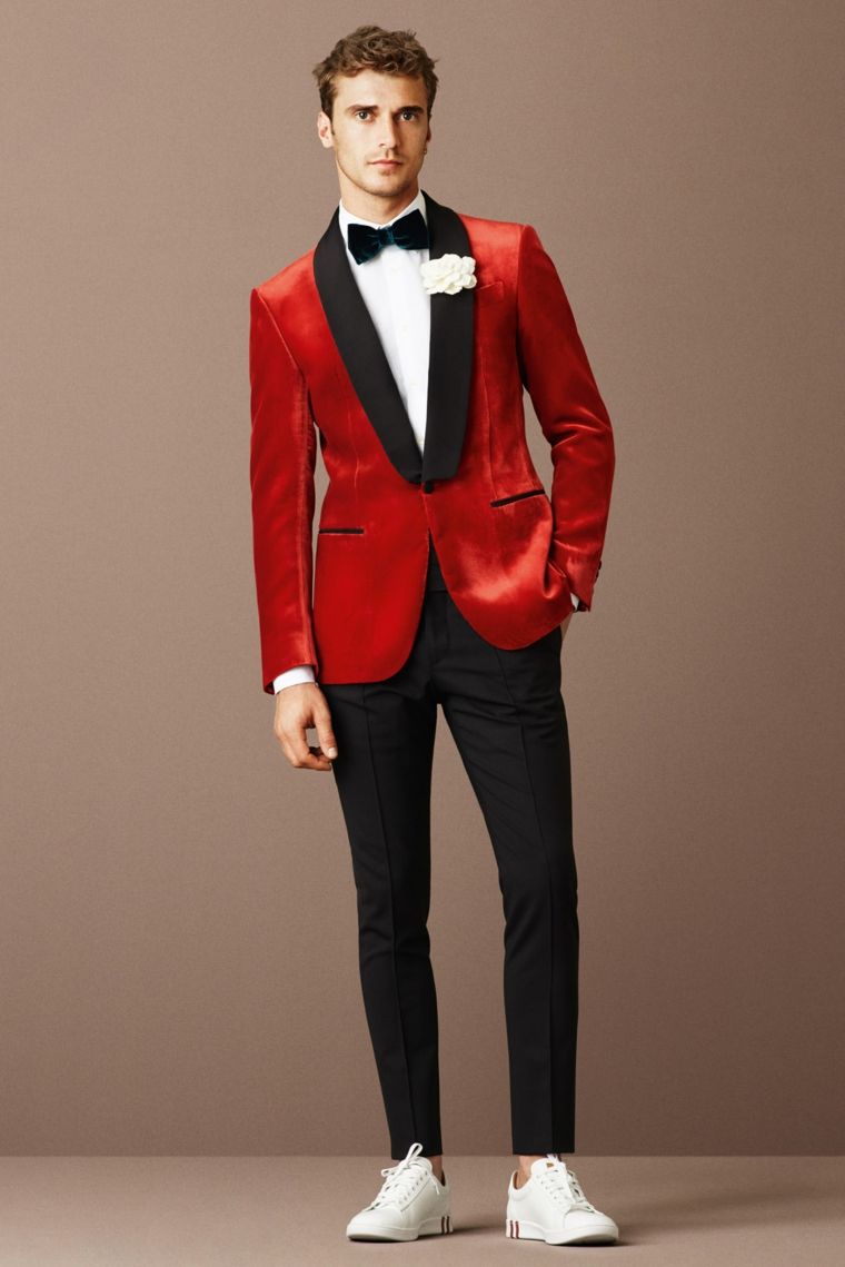 moderno muško odijelo baršunasto-crveno-crno