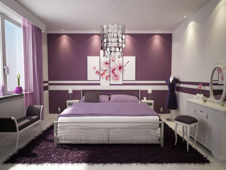 colore della camera da letto combinazione di colori di vernice neutra viola
