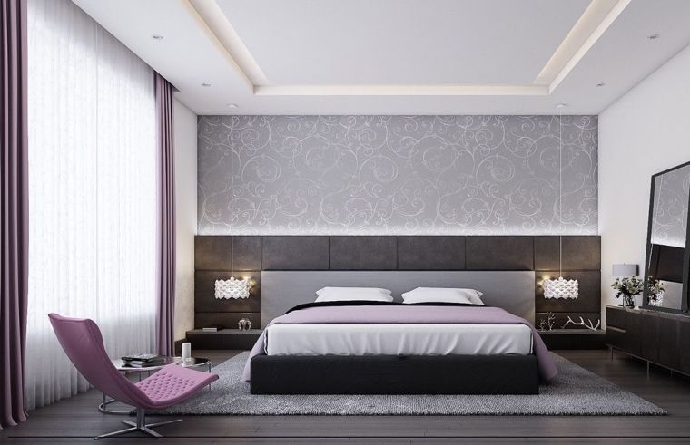 camera da letto colore viola design decorazione mobili femminili