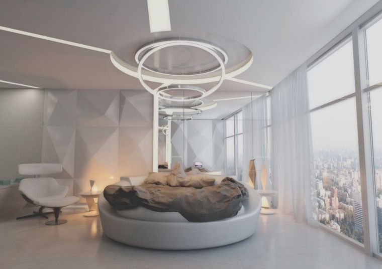tavolozza dei colori camera da letto per adulti grigio rotondo design moderno