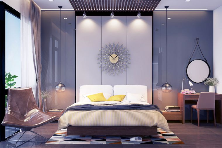 arredamento alla moda della camera da letto colore grigio vernice design