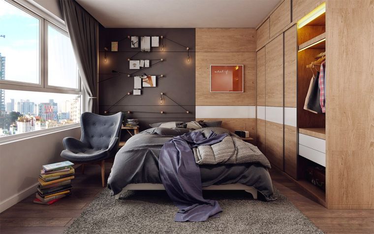 tavolozza di colori grigi idee per la decorazione della camera da letto in legno