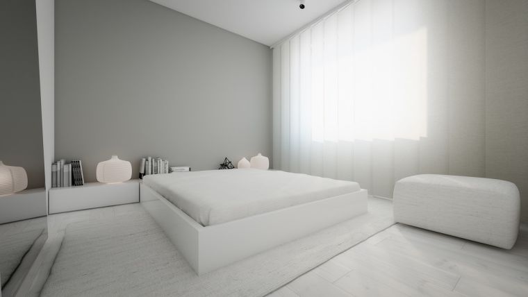 colore della pittura della camera da letto principale moderna bianca e grigia