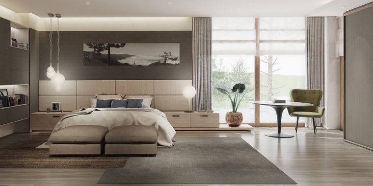vernice grigia camera da letto ispirazione deco trend design moderno