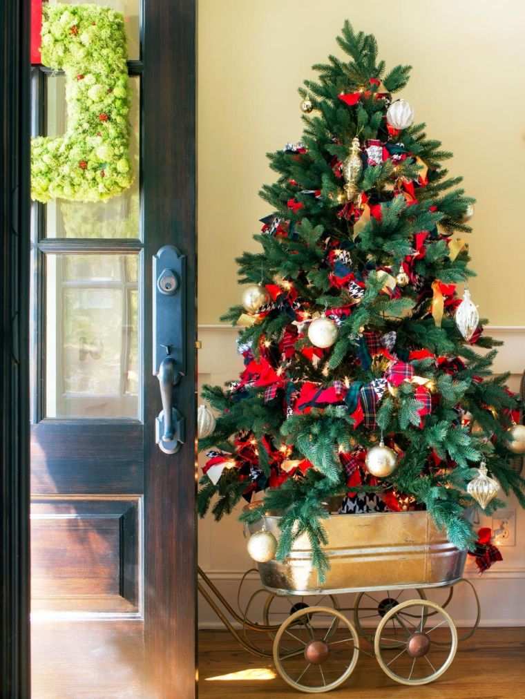Karácsonyfa kosár dekoráció fa lábtakaró
