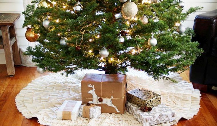 Karácsonyfa lábtakaró dekoráció, hogy ötlet