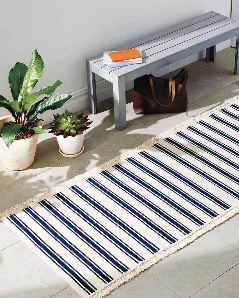 idea per la creazione di tessuto tappeto pavimento strisce panca idea pianta deco