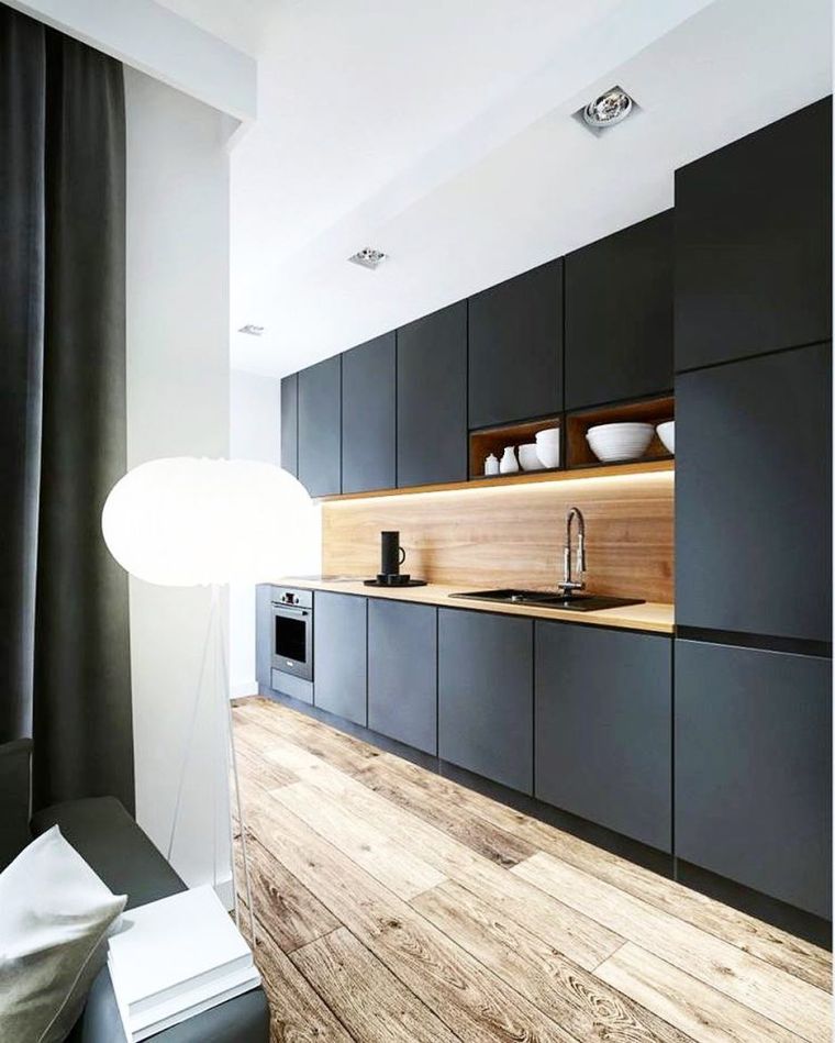 paraschizzi nero-cucina-design-legno